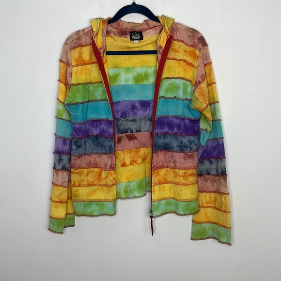 HIPPIE rainbow tie dye zipper jacket - Picture 10 of 10